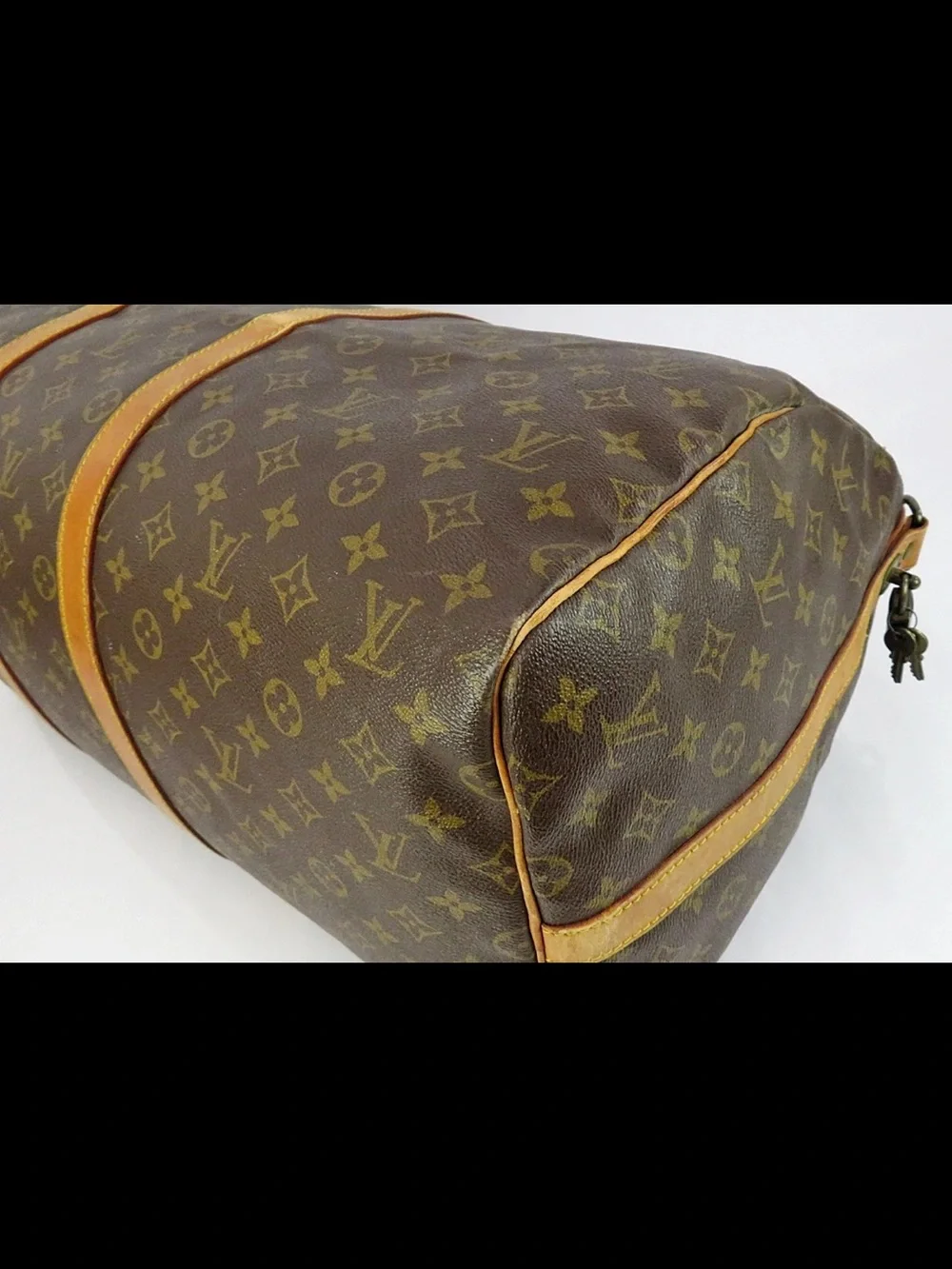Louis Vuitton Brown Monogram Duffel with Tan Leather Trim